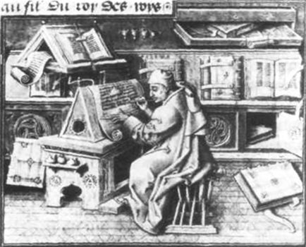 Монах-переписчик. Миниатюра XV в.