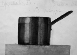 Рис. 3. Дроздова. I кл.  Ковш. Рисовала 3 часа с натуры. 1900-е